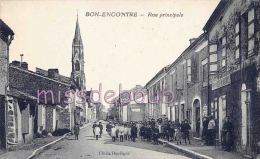 47 - BON-ENCONTRE - Rue Principale  - Groupe Enfants - Ecoliers - Fillettes - Dos Vierge - TTBE - 2 Scans - Bon Encontre