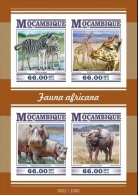 Mozambico 2015, African Fauna, Zebra, Giraffes, 4val In BF IMPERFORATED - Giraffes