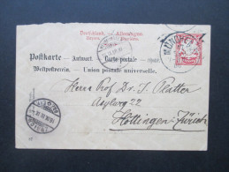 AD Bayern 1888 Ganzsache Antwortkarte P 24 WZ 6 Z. In Die Schweiz. Prof. Dr. Julius Platter. Nationalökonom. - Postwaardestukken