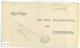 POSTHISTORIE * Gelopen In 1885 Van LANGSTEMPEL BELLINGWOLDE Via WINSCHOTEN Aan BURGEMEESTER Te NOORDBROEK (10.133) - Covers & Documents