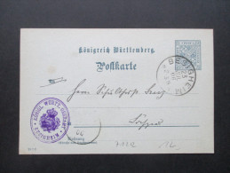 AD Württemberg Postkarte 1906 Königl. Württ. Oberamt Besigheim - Interi Postali