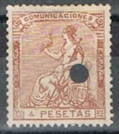 Sello 4 Pts Alegoria Republica, Perforado Telegrafos , Num 139t º - Gebruikt