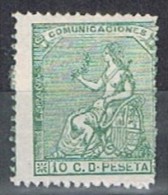 Sello 10 Cts Verde, Alegoria Republica,  Num 133 * - Nuevos