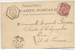 Rare Cachet De Recette Auxiliaire Rurale "DEOLS INDRE 1903" Frappe Superbe Cp DEOLS L´abbaye - Manual Postmarks