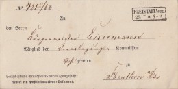 Preussen Brief Gel. Von R2 Freystadt I.Schl.28.2. Nach Beuthen - Brieven En Documenten