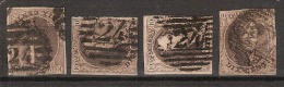 Medaillon 10 Cent 4 X Met Afstempeling  P24 Van BRUXELLES / BRUSSEL ; Staat Zie 2 Scans ! Inzet Aan 5 € ! - 1849-1865 Medallones (Otros)