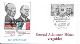 Konrad Adenauer Münze Vergoldet 1988 - FDC: Buste