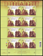 UKRAINE 2015. JOINT ISSUE WITH POLAND. WOODEN CHURCHES OF CARPATHIAN REGION. Mini-sheet Of 8 Stamps Mi-Nr. 1525 MNH (**) - Kirchen U. Kathedralen
