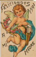 Angelot Chromo Bonne Année 1941 Carte Cuba Dos Non Carte Postale Cupid Millesime Tres Belle - Anges