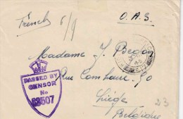 WO 2  : FELDPOST Bf "OAS"  "FIELS POST OFFICE / 3 SP 45 / 617" Naar LIEGE (van 5 Bde INF. Armee Belge En GR BR" +censuur - Guerra 40 – 45 (Cartas & Documentos)