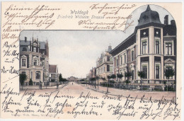WOLDEGK Friedrich Wilhelm Strasse Belebt Color Passepartout Karte Bahnpost BLANKENSEE STRASBURG ZUG 6 Gelaufen 21.5.1904 - Neubrandenburg