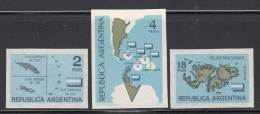 ARGENTINE - NON DENTELE -   N° 682/3 + PA N°97  ** (1964)cartes Des Iles Et Territoire Antarctique Argentins - Ungebraucht