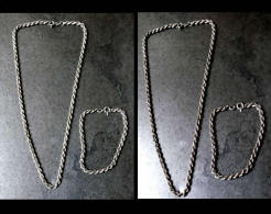 Parure Collier + Bracelet Argent Poinçonné Années 80 / Set Silver Necklace And Bracelet From The 80´s - Collane/Catenine