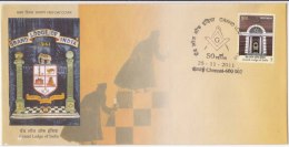 FDC  (Chennai)  Grand Logde, Freemasonry, Freemason, Image Of Elephant, Tiger, Chess Square, 2011 - Freemasonry