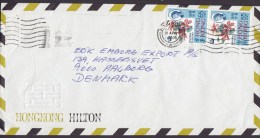 Hong Kong Air Mail HONGKONG HILTON (Hotel) HONG KONG 1970 Cover Brief AALBORG Denmark 2x 65 C. Blume Flower Stamps - Covers & Documents
