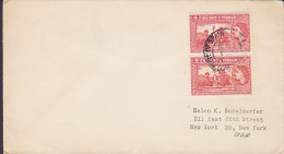 Trinidad & Tobago PORT OF SPAIN 195? Cover Brief NEW YORK, USA 2x 4 C. QUII & Memorial Park Stamps - Trinidad Y Tobago