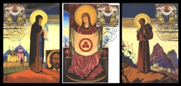 Maxicard Ukraine 2015 Mih. 1508 Protection Of Monuments. Paintings. Triptych Madonna Oriflamma (3 Maxicards) - Ucrania