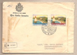 San Marino - Busta FDC Raccomandata Di Posta Aerea Usata Per L´Italia Con Serie Completa: Fiera SanMarinoRiccione - 1960 - Lettres & Documents