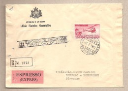 San Marino - Busta FDC Raccomandata Espressa Aerea Viaggiata Per L´Italia Con Serie Completa: Elicottero - 1961 - Briefe U. Dokumente