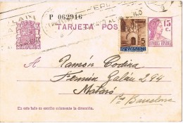 16065. Entero Postal BARCELONA 1936. Recargo Ayuntamiento - Barcelone