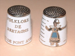 Dé à Coudre En Métal - FOLKLORE DE BRETAGNE - PAYS DE PONT AVEN Blanc - B23 - Thimbles