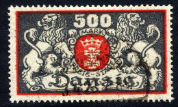 DANZIG 1923 Large Arms 500 Mk, Postally Used, Expertised..  Michel 120 - Afgestempeld