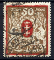 DANZIG 1922 Large Arms 50 Mk. Upright Watermark, Postally Used, Expertised.  Michel 100Xa - Used