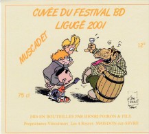 Etiquette Vin JANVIER Michel Festival BD Ligugé 2001 (Rantanplan - El Arte De La Mesa