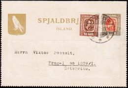 1907. 10 Aur SPJALDBRJEF REYKJAVIK 23. 12. 1907. To Prag, Österrike. PRAG 1 3/1.08.  (Michel: K 3) - JF181848 - Ganzsachen