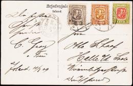 1907. Two Kings. 6 Aur Grey. Perf. 12 3/4, Wm. Crown + 1 Eyr + 4 Aur  Brjefspjald Umneb... (Michel: 52) - JF181836 - Briefe U. Dokumente