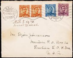 1920. King Christian X. Thin, Broken Lines In Ovl Frame. 3x 3 Aur Yellow Brown + 15 + 2... (Michel: 84+) - JF181839 - Storia Postale