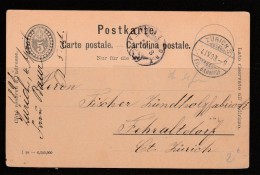 SUISSE CARTE POSTALE A DESTINATION DE ZURICH OBL ZURICH 4/4/1898 - Dokumente