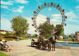 WIEN-VIENNE-PRATER ET GRANDE ROUE-ATTELAGE-cheval-horse-paard - Prater