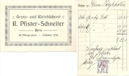 Rechnung  "R.Pfister-Schneiter, Gross- / Kleinbäckerei, Bern"               1927 - Svizzera