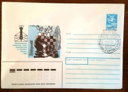 URSS (RUSSIE) Echec, Echecs, Chess, Ajedrez. Entier Postal Emis En 1988 Avec Obliteration (14) - Schaken