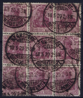 Deutsches Reich:  Mi Nr 92 II C 18-5-1920 Hermsdorf  9-block Very High CV   Used - Used Stamps
