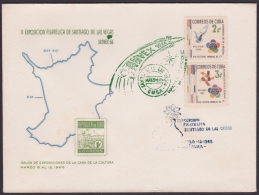 1966-CE-19 CUBA 1966. SPECIAL CANCEL. EXPOSICION DE FILATELIA DE SANTIAGO DE LAS VEGAS. PHILATELIC EXPO GREEN CANCEL. - Cartas & Documentos