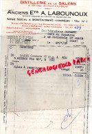 19 - MONTAIGNAC - FACTURE DISTILLERIE SALERS- ETS A. LABOUNOUX-GENTIANE D' AUVERGNE-1957 - 1950 - ...