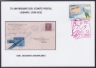 2012-CE-3 CUBA 2012. SPECIAL CANCEL.73 ANIV COHETE POSTAL. POSTAL ROCKET RED CANCEL. 1941 II ANIVERSARIO. - Cartas & Documentos