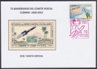 2012-CE-9 CUBA 2012. SPECIAL CANCEL.73 ANIV COHETE POSTAL. POSTAL ROCKET RED CANCEL. 1939: TARJETA ESPECIAL. - Covers & Documents