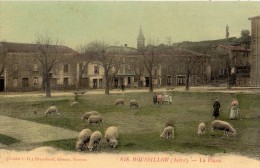 ROUSSILLON LA PLACE MOUTONS ENFANTS CARTE GLACEE ET COLORISEE - Roussillon