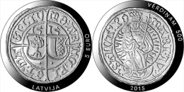 Latvia 5 Euro 2015 "500 Years Of Livonian Ferding" Silver PROOF - Latvia