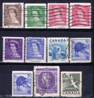 CDN+ Kanada 1953 Mi 277-81 282 283 287-88 Elisabeth II., Tiere - Usados