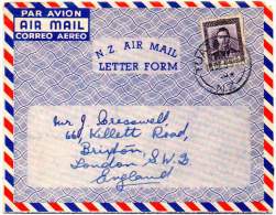 NEW ZEALAND 1953 - Air Letter With 8D George VI, From Tuatapere To London - Cartas & Documentos