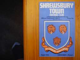FOOTBALL PROGRAMME FEAGUE CUP,1st.ROUND,1st.LEG For 1976-77 SHREWSBURY V WALSALL. - Autres & Non Classés