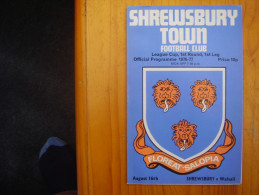 FOOTBALL PROGRAMME FEAGUE CUP,1st.ROUND,1st.LEG For 1976-77 SHREWSBURY V WALSALL. - Otros & Sin Clasificación