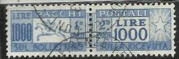 ITALIA REPUBBLICA ITALY REPUBLIC 1955 1979 PACCHI POSTALI PARCEL POST STELLE STARS 1957 LIRE 1000 USATO USED OBLITERE´ - Colis-postaux