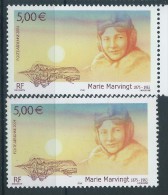 [12] Variété : PA N° 67 Marie Marvingt Orange Très Pâle Défectueux  + Normal ** - Unused Stamps