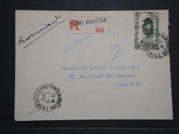 FRANCE - TUNISIE - Env. En Recommandée De Tunis Roustan ( Ob; Chargements) Pour Paris En 1951 - A Voir - Lot P14460 - Cartas & Documentos