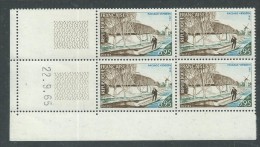 France N° 1439 XX Paysage Vendéen  En Bloc De 4 Coin Daté Du 22 . 9 . 65, 1 Trait, Sans Charnière, TB - 1960-1969